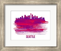 Seattle Skyline Brush Stroke Red Fine Art Print
