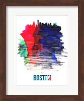 Boston Skyline Brush Stroke Watercolor Fine Art Print