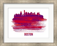 Boston Skyline Brush Stroke Red Fine Art Print