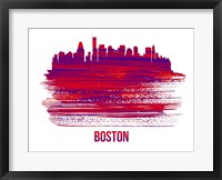 Boston Skyline Brush Stroke Red Fine Art Print