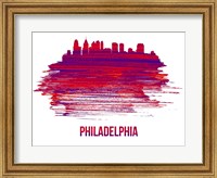 Philadelphia Skyline Brush Stroke Red Fine Art Print