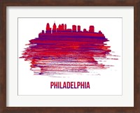 Philadelphia Skyline Brush Stroke Red Fine Art Print