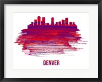 Denver Skyline Brush Stroke Red Fine Art Print