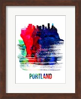 Portland Skyline Brush Stroke Watercolor Fine Art Print