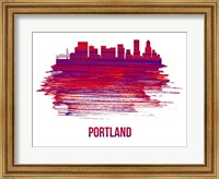 Portland Skyline Brush Stroke Red Fine Art Print