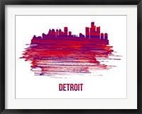 Detroit Skyline Brush Stroke Red Fine Art Print