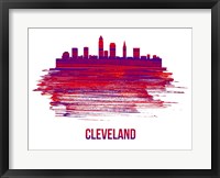Cleveland Skyline Brush Stroke Red Fine Art Print