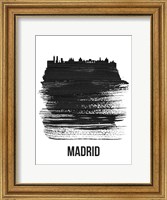Madrid Skyline Brush Stroke Black Fine Art Print