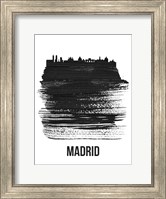 Madrid Skyline Brush Stroke Black Fine Art Print