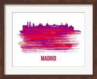 Madrid Skyline Brush Stroke Red Fine Art Print