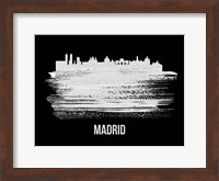 Madrid Skyline Brush Stroke White Fine Art Print