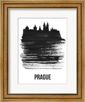 Prague Skyline Brush Stroke Black Fine Art Print
