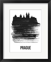 Prague Skyline Brush Stroke Black Fine Art Print
