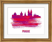Prague Skyline Brush Stroke Red Fine Art Print
