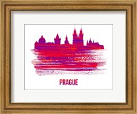 Prague Skyline Brush Stroke Red Fine Art Print