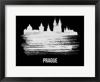 Prague Skyline Brush Stroke White Fine Art Print