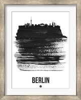 Berlin Skyline Brush Stroke Black Fine Art Print