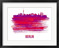 Berlin Skyline Brush Stroke Red Fine Art Print