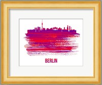 Berlin Skyline Brush Stroke Red Fine Art Print