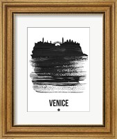 Venice Skyline Brush Stroke Black Fine Art Print