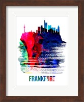 Frankfurt Skyline Brush Stroke Watercolor Fine Art Print