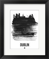 Dublin Skyline Brush Stroke Black Fine Art Print