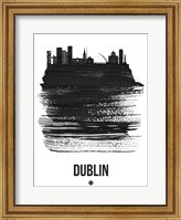 Dublin Skyline Brush Stroke Black Fine Art Print