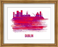 Dublin Skyline Brush Stroke Red Fine Art Print