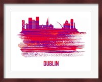 Dublin Skyline Brush Stroke Red Fine Art Print