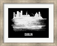 Dublin Skyline Brush Stroke White Fine Art Print