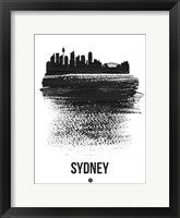 Sydney Skyline Brush Stroke Black Framed Print