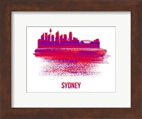 Sydney Skyline Brush Stroke Red Fine Art Print