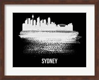 Sydney Skyline Brush Stroke White Fine Art Print