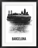 Barcelona Skyline Brush Stroke Black Fine Art Print