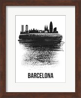 Barcelona Skyline Brush Stroke Black Fine Art Print