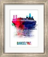 Barcelona Skyline Brush Stroke Watercolor Fine Art Print
