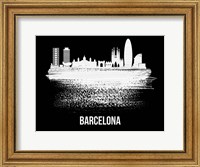 Barcelona Skyline Brush Stroke White Fine Art Print