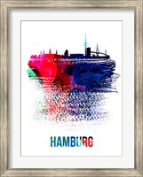 Hamburg Skyline Brush Stroke Watercolor Fine Art Print