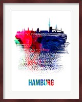 Hamburg Skyline Brush Stroke Watercolor Fine Art Print