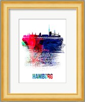 Hamburg Skyline Brush Stroke Watercolor Fine Art Print