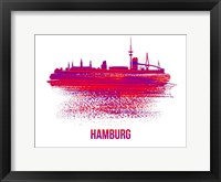 Hamburg Skyline Brush Stroke Red Fine Art Print