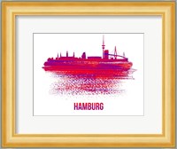 Hamburg Skyline Brush Stroke Red Fine Art Print