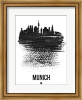 Munich Skyline Brush Stroke Black Fine Art Print