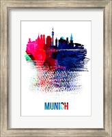 Munich Skyline Brush Stroke Watercolor Fine Art Print