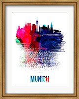 Munich Skyline Brush Stroke Watercolor Fine Art Print
