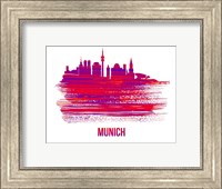 Munich Skyline Brush Stroke Red Fine Art Print