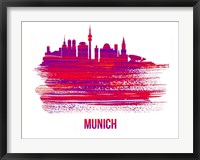 Munich Skyline Brush Stroke Red Fine Art Print