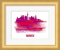 Munich Skyline Brush Stroke Red Fine Art Print