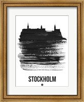 Stockholm Skyline Brush Stroke Black Fine Art Print