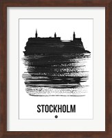 Stockholm Skyline Brush Stroke Black Fine Art Print